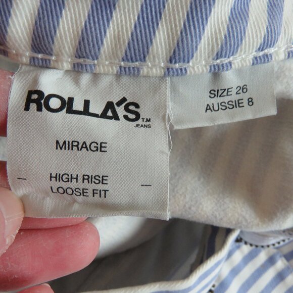 ROLLA'S Mirage High Rise Loose Fit Shorts in Laura Stripe Wisteria - Size 26 - Picture 16 of 16